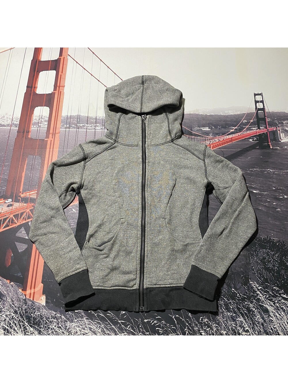Lululemon Womens Size 6 On The Daily Hoodie Heathered Gray French Terry Full Zip